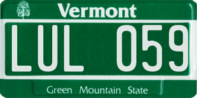 VT license plate LUL059