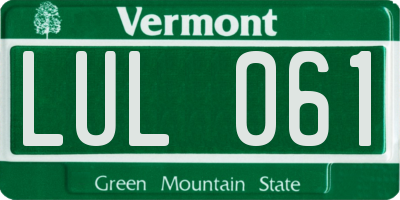 VT license plate LUL061