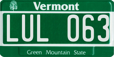 VT license plate LUL063