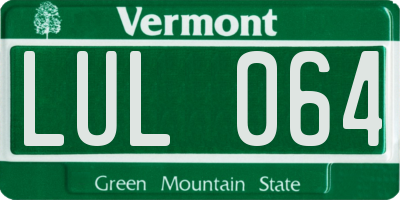 VT license plate LUL064