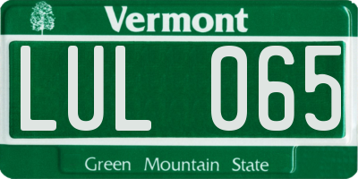 VT license plate LUL065