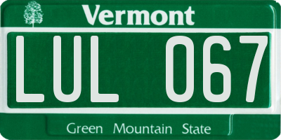 VT license plate LUL067