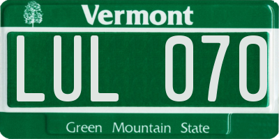 VT license plate LUL070