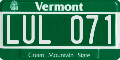 VT license plate LUL071