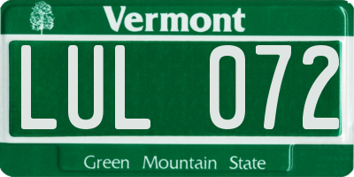 VT license plate LUL072