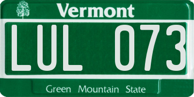 VT license plate LUL073