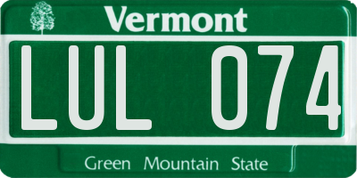 VT license plate LUL074