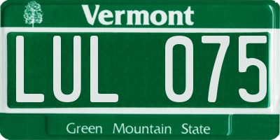 VT license plate LUL075