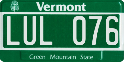 VT license plate LUL076