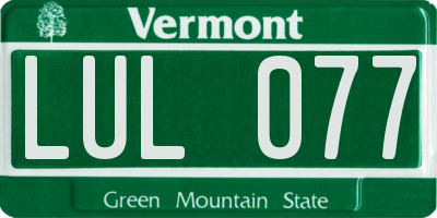 VT license plate LUL077