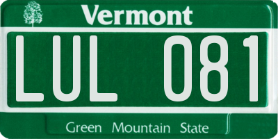 VT license plate LUL081