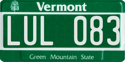 VT license plate LUL083