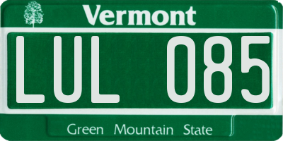 VT license plate LUL085