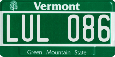 VT license plate LUL086