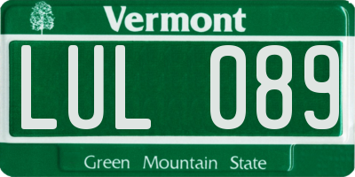 VT license plate LUL089