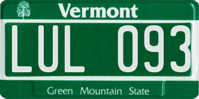 VT license plate LUL093
