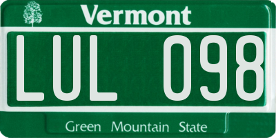 VT license plate LUL098