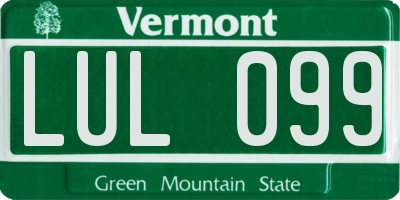 VT license plate LUL099