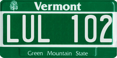 VT license plate LUL102