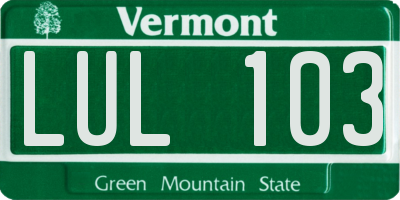 VT license plate LUL103