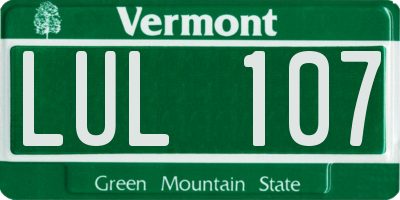 VT license plate LUL107