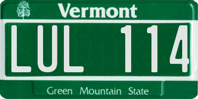 VT license plate LUL114