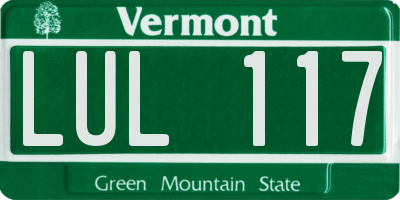 VT license plate LUL117