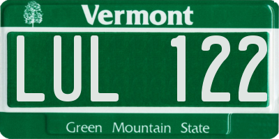 VT license plate LUL122