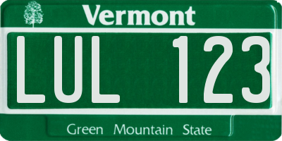 VT license plate LUL123