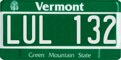 VT license plate LUL132