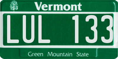 VT license plate LUL133