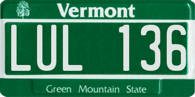 VT license plate LUL136