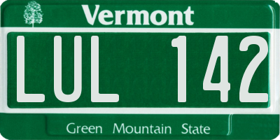 VT license plate LUL142