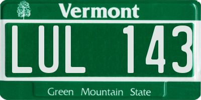 VT license plate LUL143