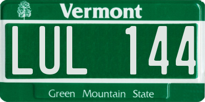 VT license plate LUL144