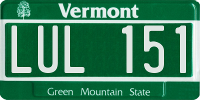 VT license plate LUL151