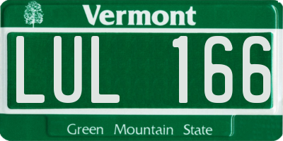 VT license plate LUL166