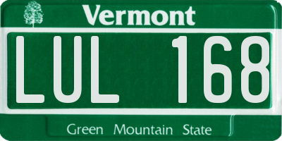 VT license plate LUL168