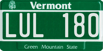 VT license plate LUL180