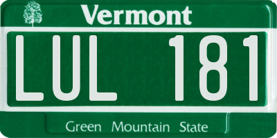 VT license plate LUL181