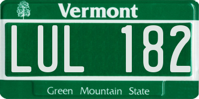 VT license plate LUL182