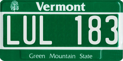 VT license plate LUL183