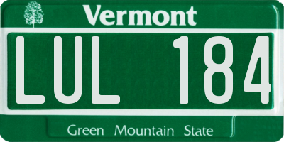 VT license plate LUL184