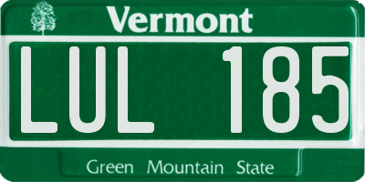 VT license plate LUL185