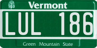 VT license plate LUL186