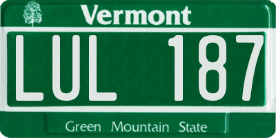 VT license plate LUL187