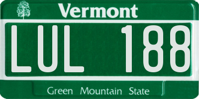 VT license plate LUL188
