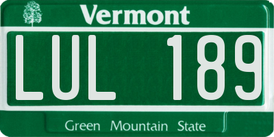 VT license plate LUL189