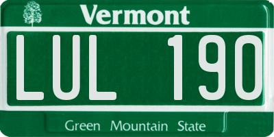VT license plate LUL190