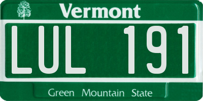 VT license plate LUL191